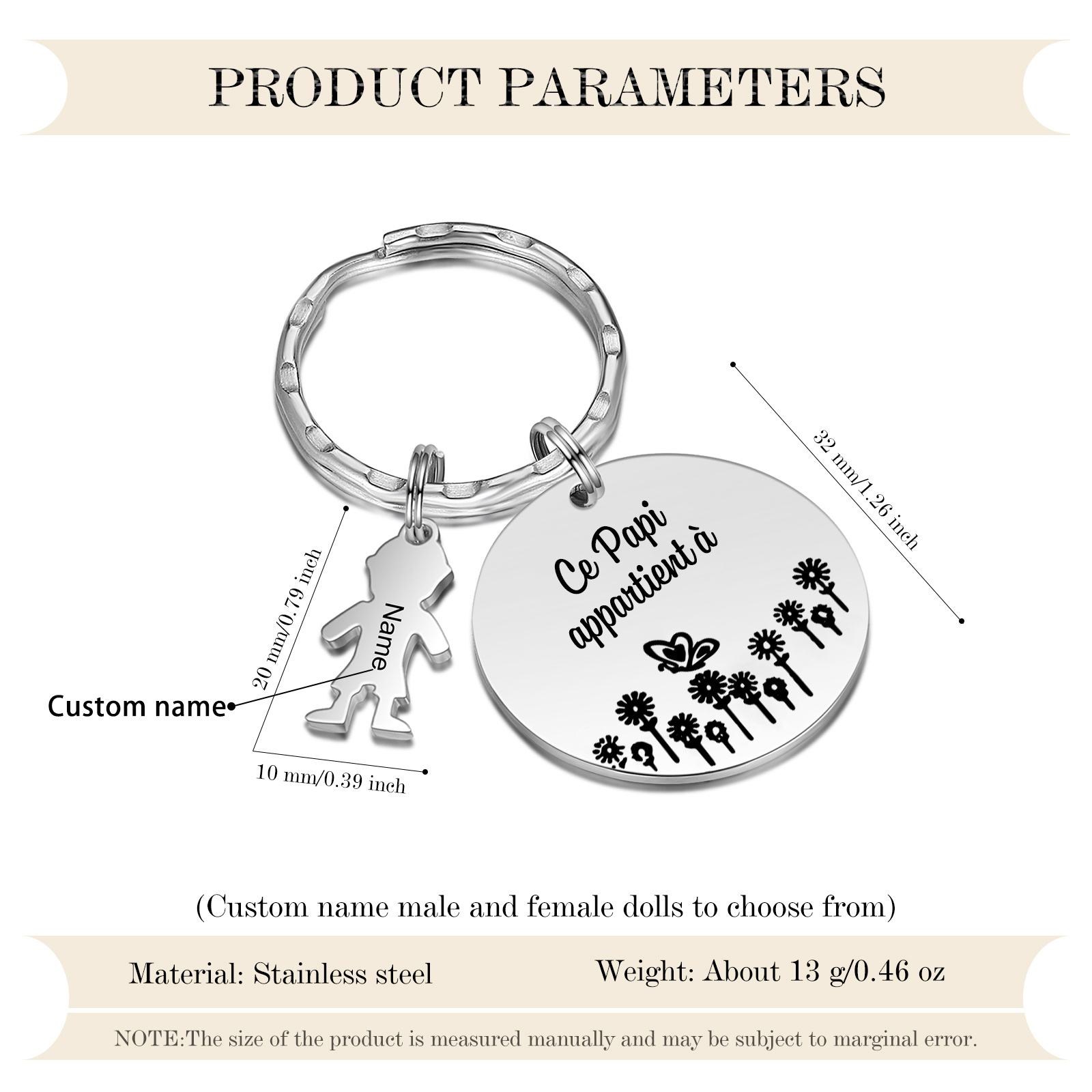 À Mon Papi - 1-5 Noms Porte-Clés Personnalisés Avec Breloques Enfants