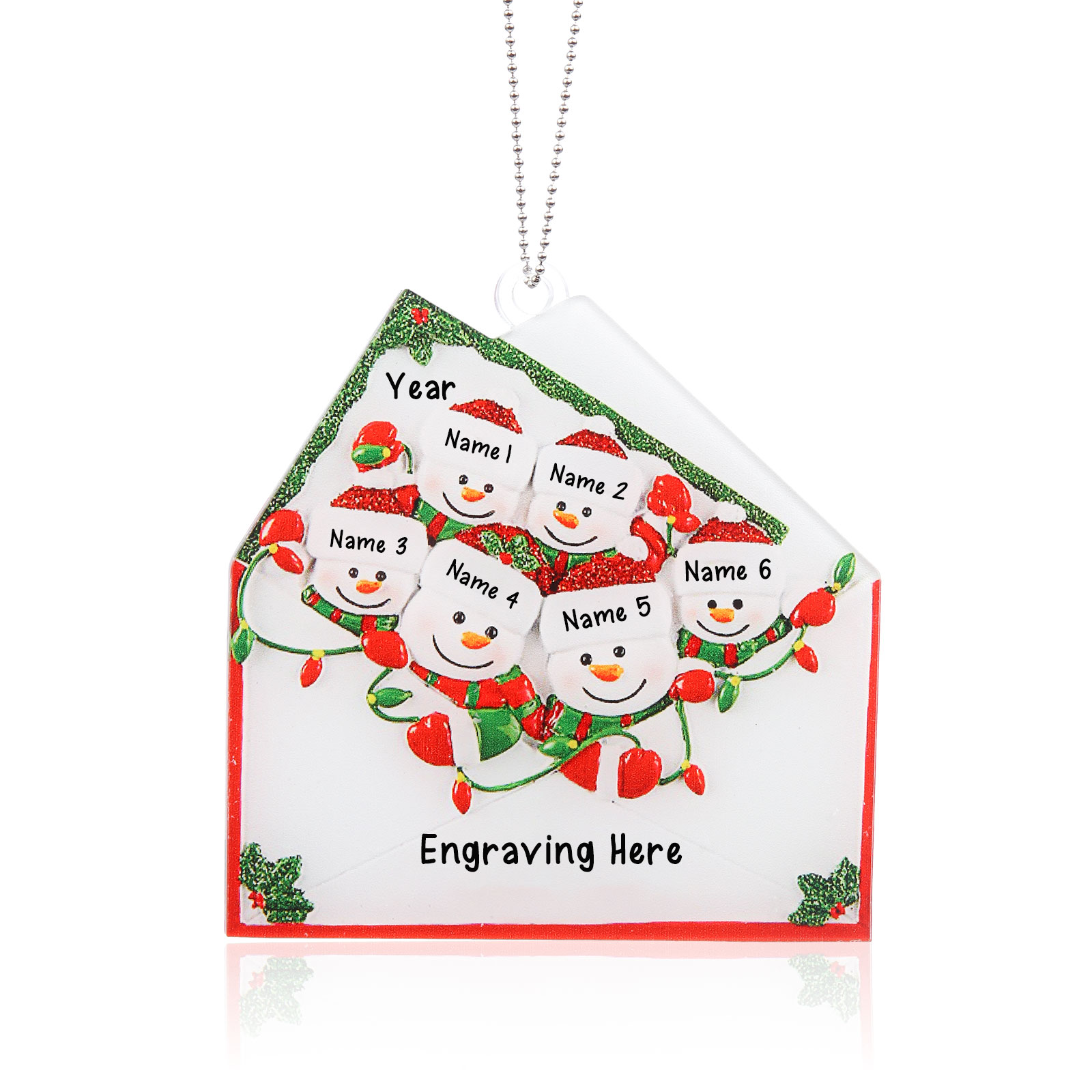 2-6 Noms Ornements de Noël Acrylique Personnalisés avec Texte et Année Bonhomme de neige