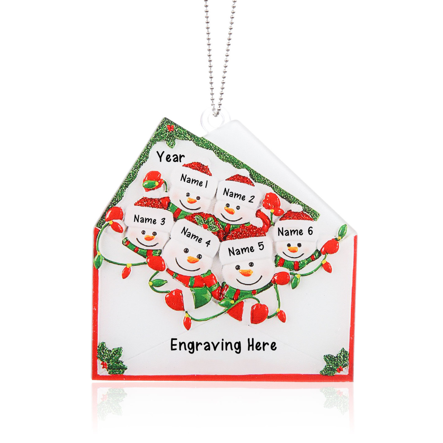 2-6 Noms Ornements de Noël Acrylique Personnalisés avec Texte et Année Bonhomme de neige