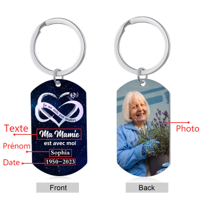 Porte-Clés Commémoratif 1 Prénom et Photo Personnalisés avec Date et Texte