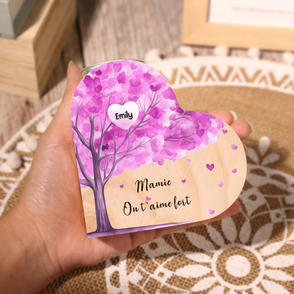 À Ma Maman/Mamie - Bougeoir en Bois Arbre 1 Prénom et Texte Personnalisés pour Famille sans bougie