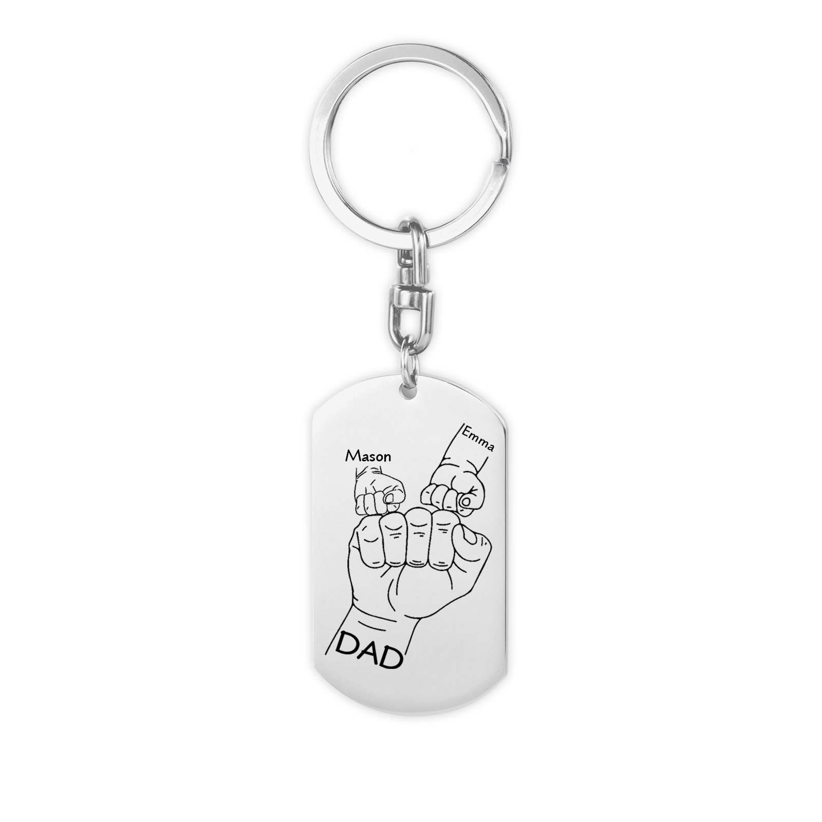 À mon Papa - Porte-Clés Poings 3 Prénoms Personnalisés avec Photo | Jessemade