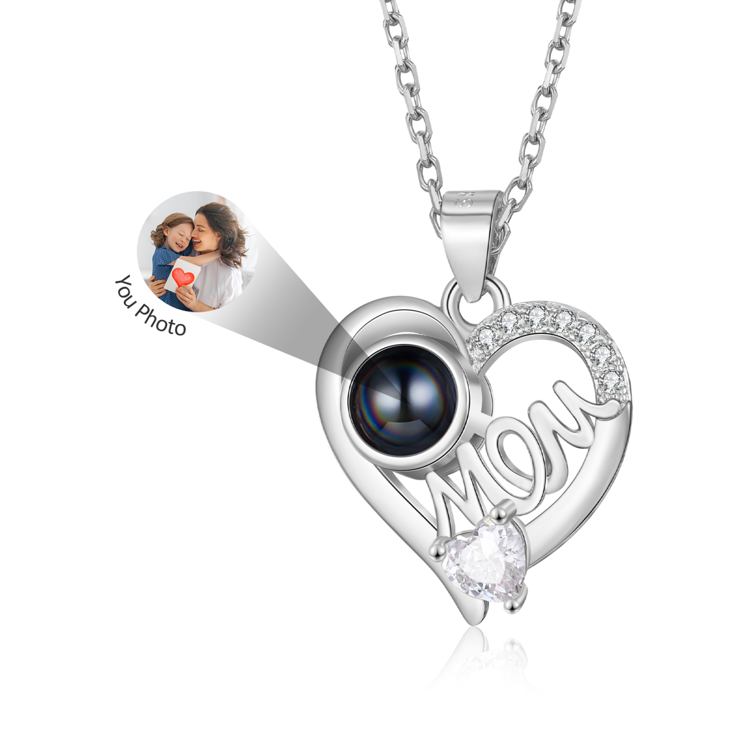 À ma Maman - Collier Cœur Projection de Pierres 1 Photo Personnalisée | Jessemade