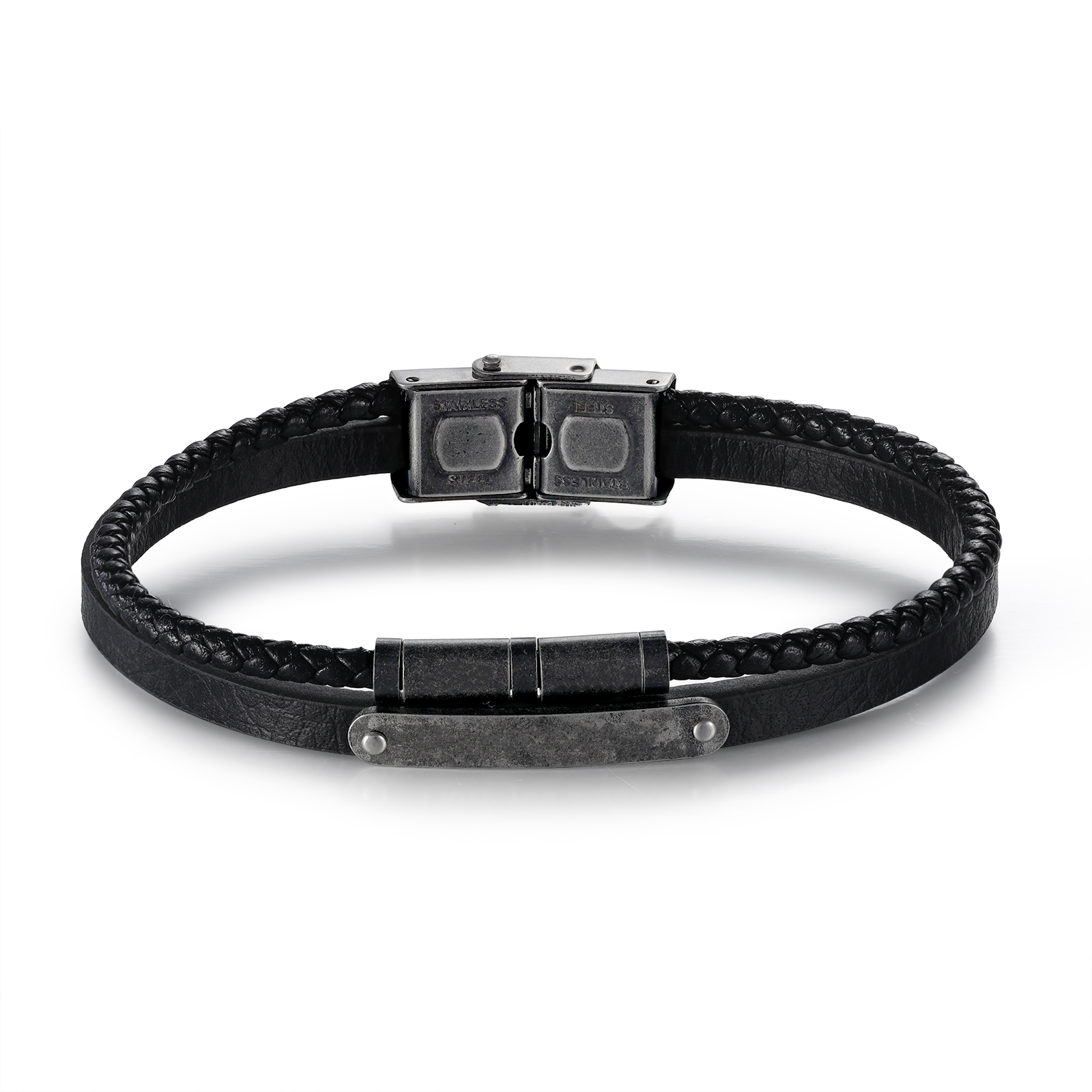 Bracelet Cuir 2-5 Préoms Personnalisés avec Texte pour Homme