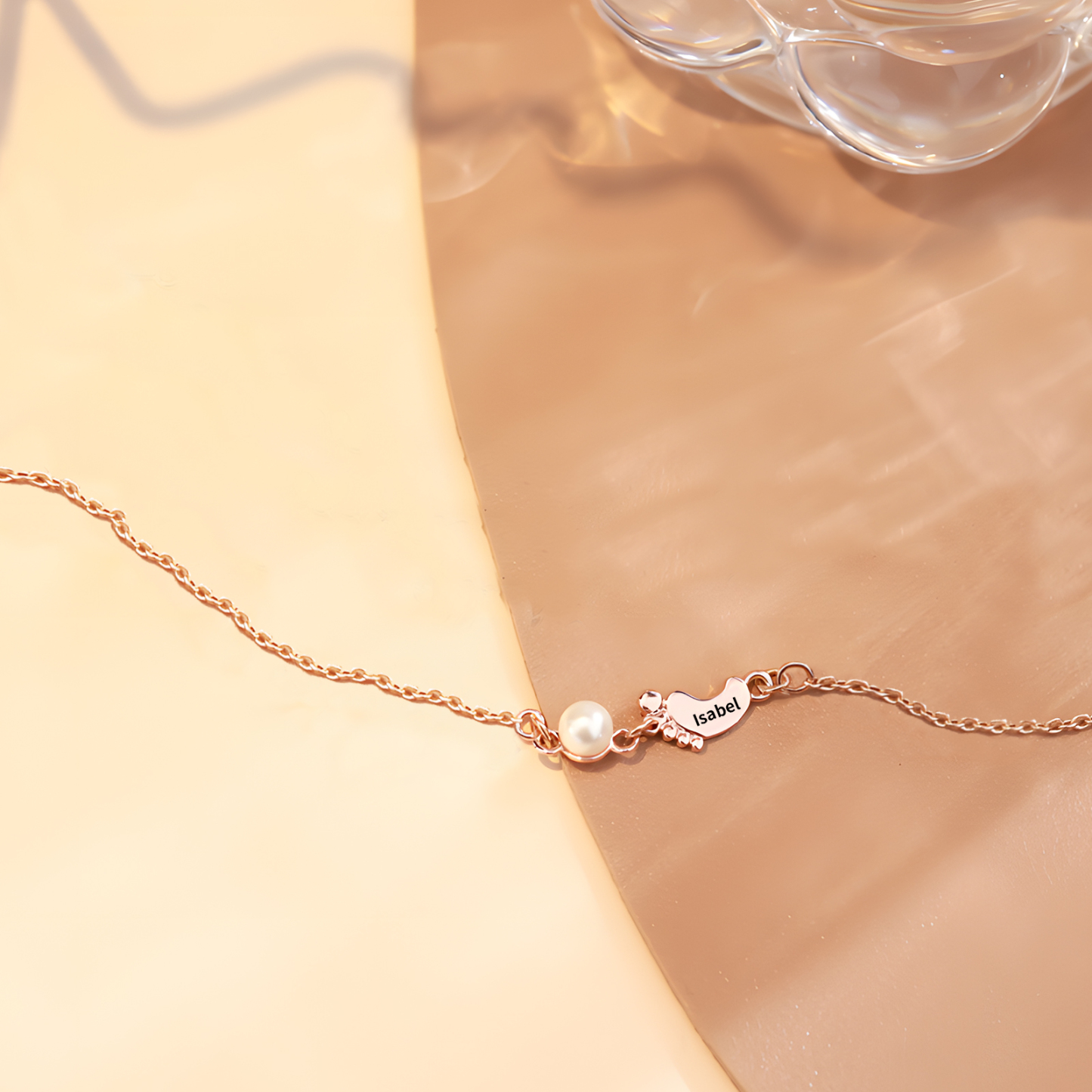Collier Pieds Bébé et Perles 1 Prénom Personnalisé Collier Femmes