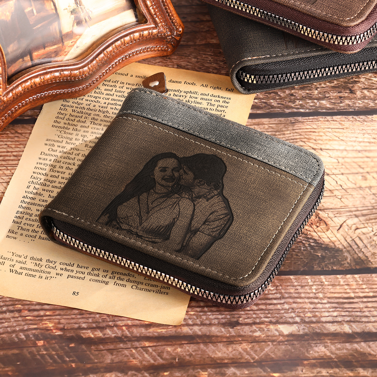 Portefeuille Classique 1 Prénom et Lettre Personnalisés avec Photo Porte-Monnaie Carte