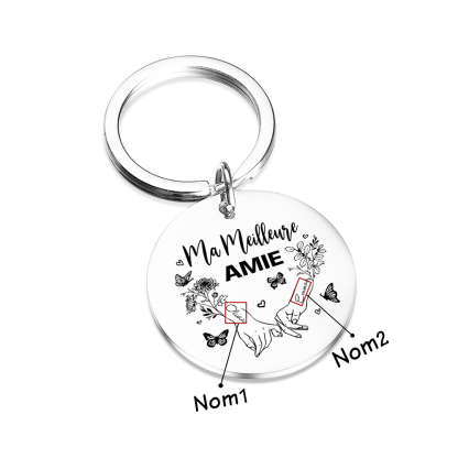 À Ma Meilleure Amie - Porte-Clés avec 2 Prénoms Personnalisés Porte-Clés Promesse du petit doigt