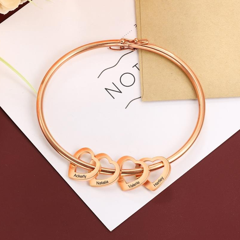 Bracelet 4 Prénoms Ou Textes Gravés Bracelet Personnalisé