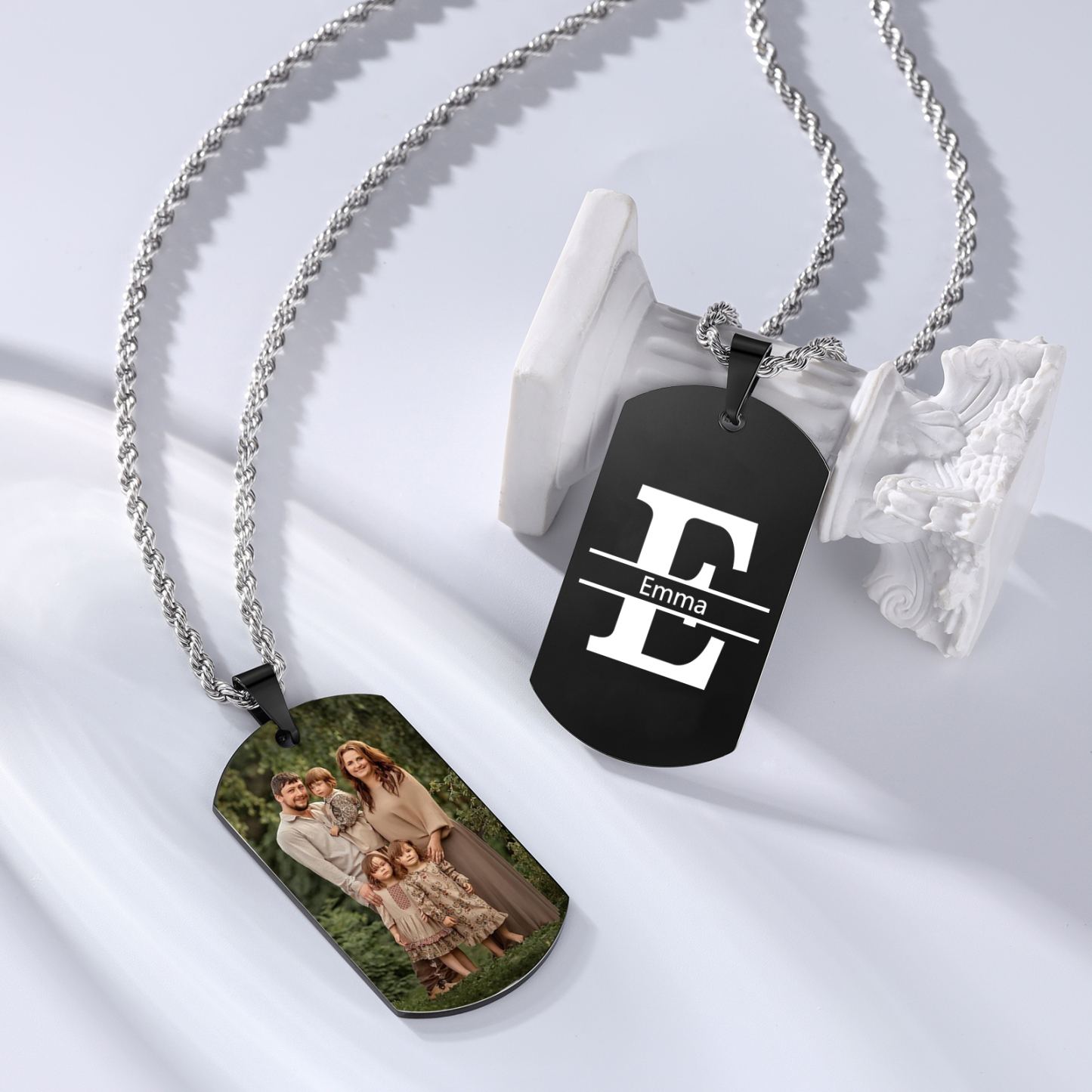 Collier Lettre 1 Prénom et Lettre Personnalisés avec Photo pour Homme|Jessemade