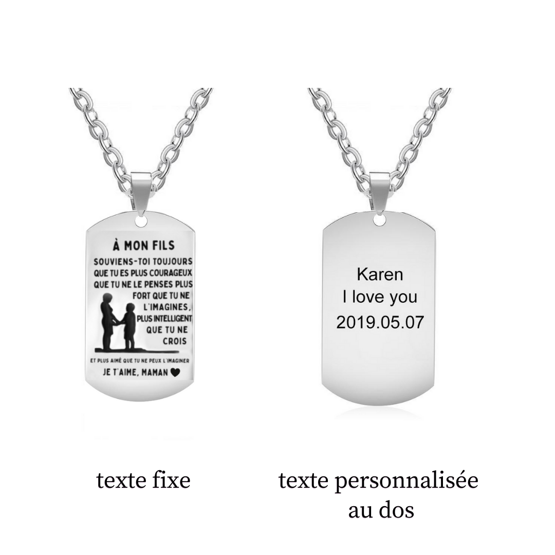 À mon Fils - Collier Personnalisé Texte Gravé au dos Collier Homme | Jessemade