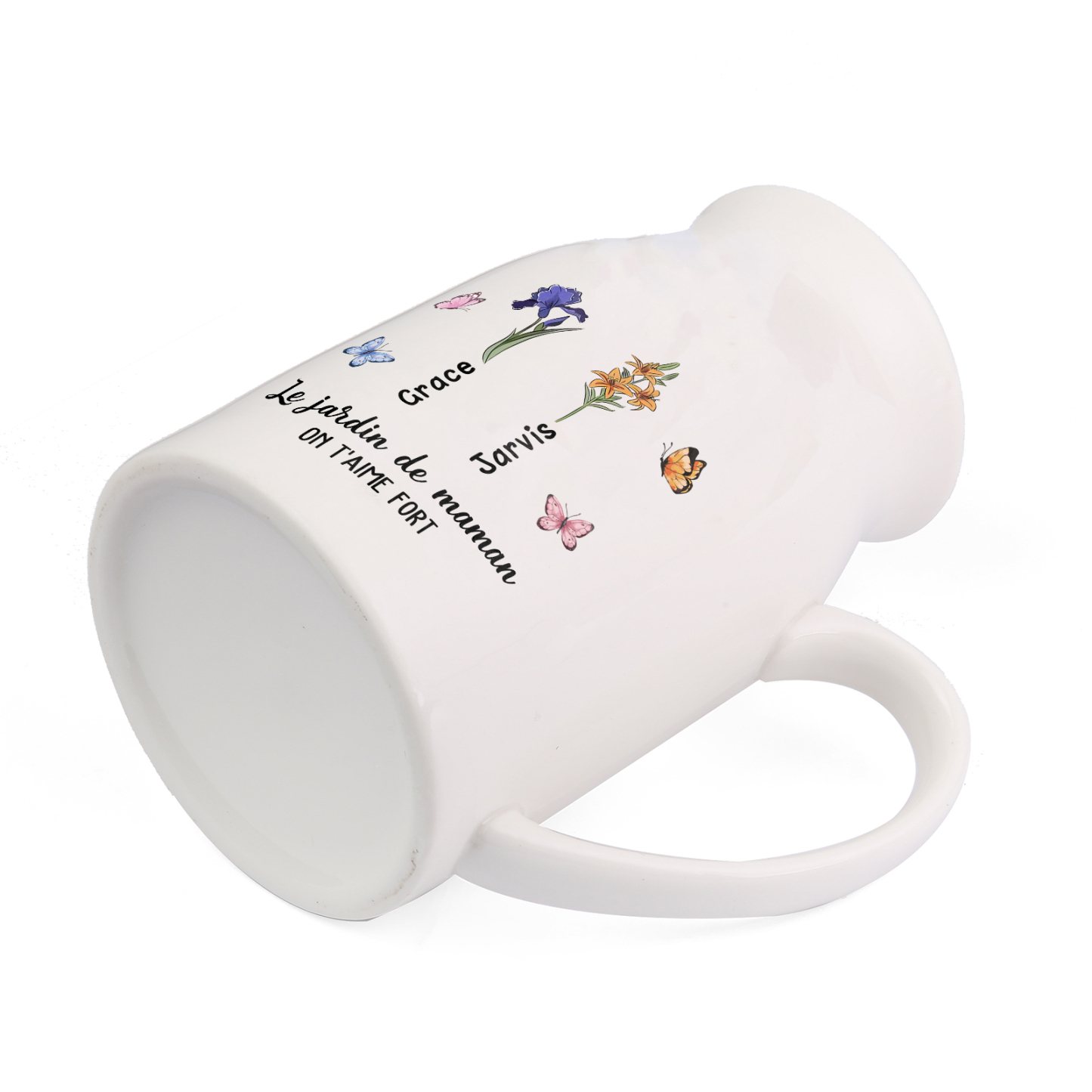 Vase à Fleurs Papillon 2 Prénoms et Fleurs de Naissance Personnalisés avec 2 Textes Décoration de la Maison | Jessemade