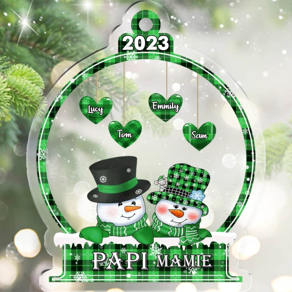 Ornements de Noël en Acrylique Bonhomme de neige 3-18 Prénoms Personnalisés avec Années