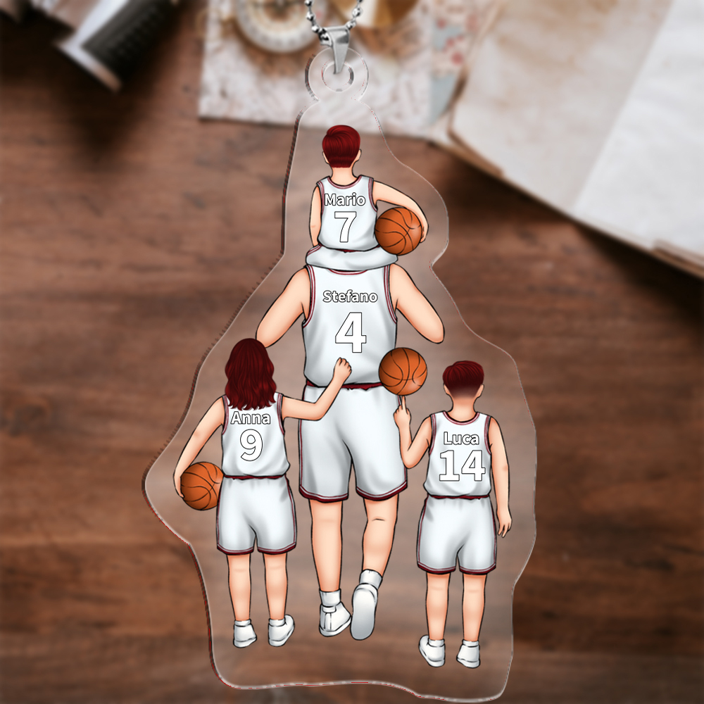 Ornements/Porte-Clés Acrylique Basket-Ball 2-5 Prénoms Personnalisés pour Famille | Jessemade
