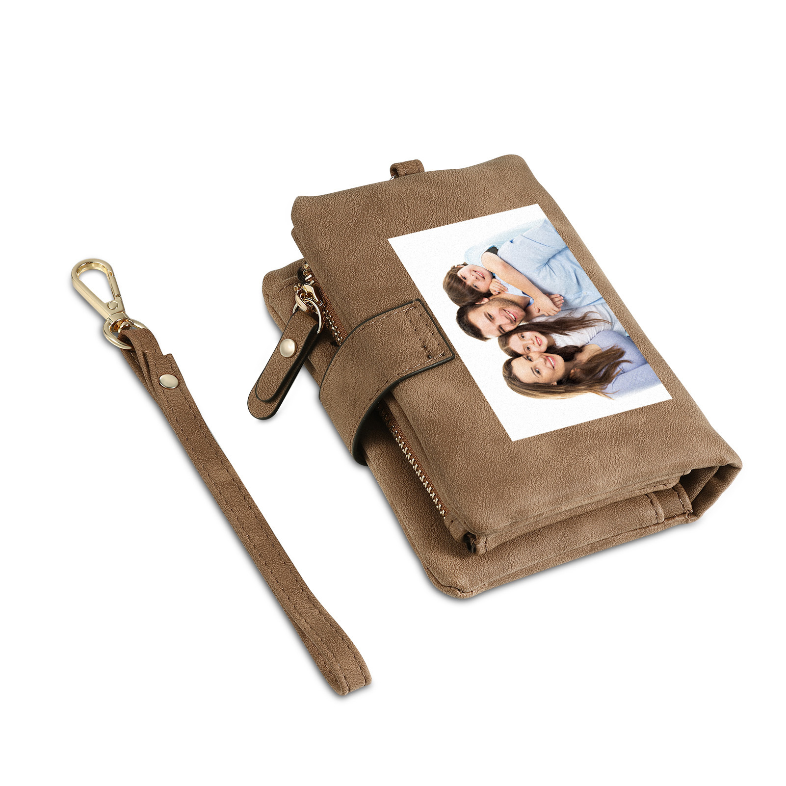 Portefeuille Femmes 1 Prénom et Photo Personnalisés avec Texte Porte-Monnaie Carte pour Famille