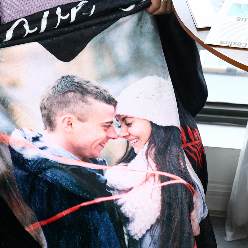 Couverture plaids polaire amour 2 Prénoms Personnalisé avec date et photo et années | Jessemade