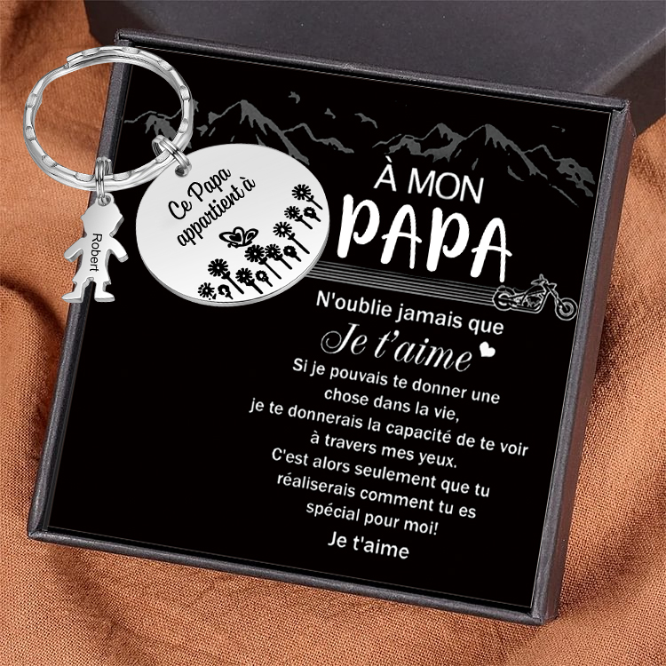 À Mon Papa - 1-5 Noms Porte-Clés Personnalisés Avec Breloques Enfants
