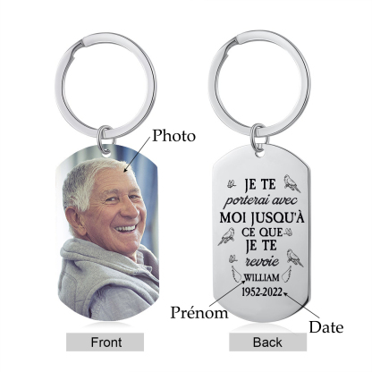 Porte-Clés Commémoratif Photo avec Prénom et Année Personnalisés
