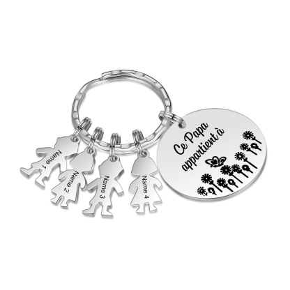 À Mon Papa - 1-5 Noms Porte-Clés Personnalisés Avec Breloques Enfants