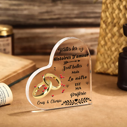 Plaque Acrylique 2 Prénoms Personnalisés Cadeau du saint-valentin pour Couple 
