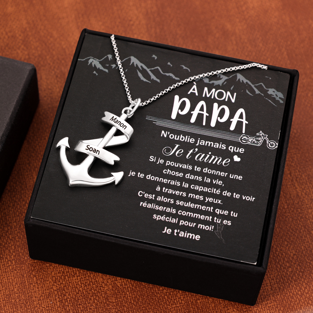 Collier d'ancre marine nautique Pirate ancre pendentif 2 Prénoms Personnalisés Collier Homme