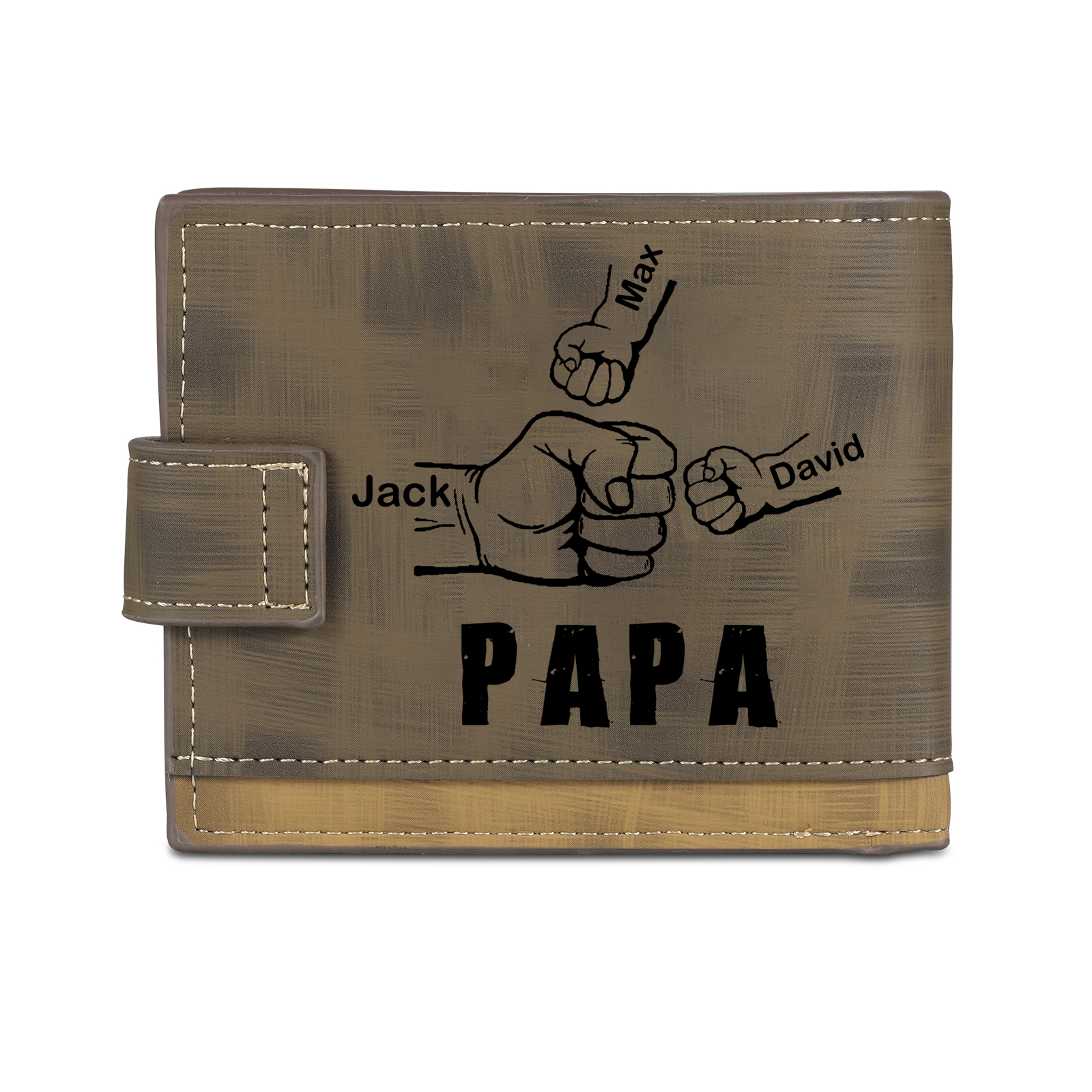 À mon Papa-Portefeuille Poings 3 Prénoms et 1 Photo Personnalisés Classique Homme Porte-Monnaie Carte