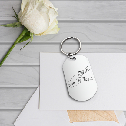 À ma Maman/Mamie - Porte-Clés 2-7 Prénoms Personnalisés Porte-Clés Mains et Fleurs