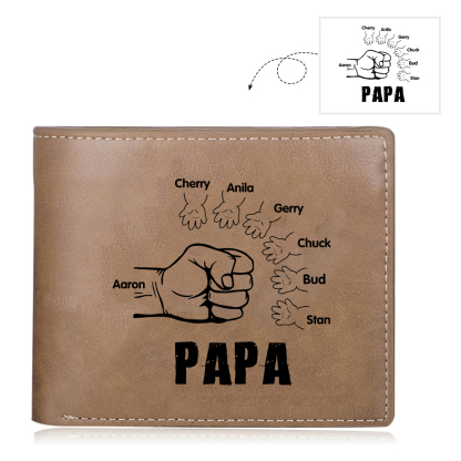 À mon Papa - Portefeuille Poings 7 Prénoms Personnalisés Classique Homme