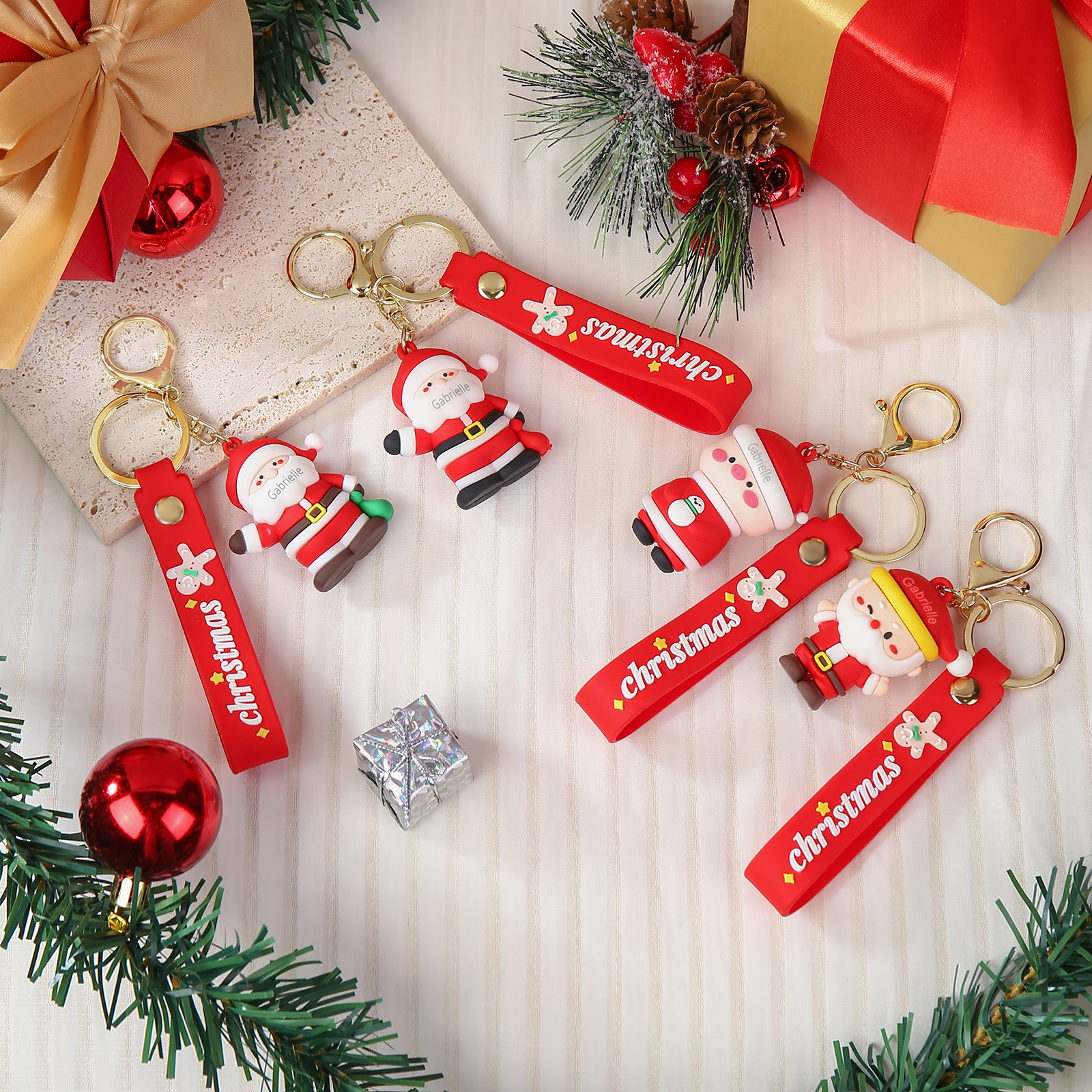 Porte-clés De Noël PLIGREAT - Lot De 10 Breloques Métal (Père Noël, Sapin, Flocon...) | Déco Festive Pour Sacs Et Clés