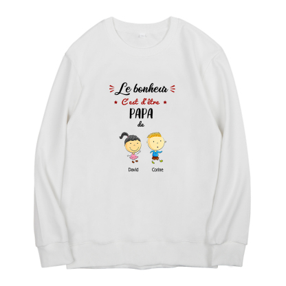 Sweat-Shirt 2 Enfants 2 Prénoms Personnalisés avec Texte
