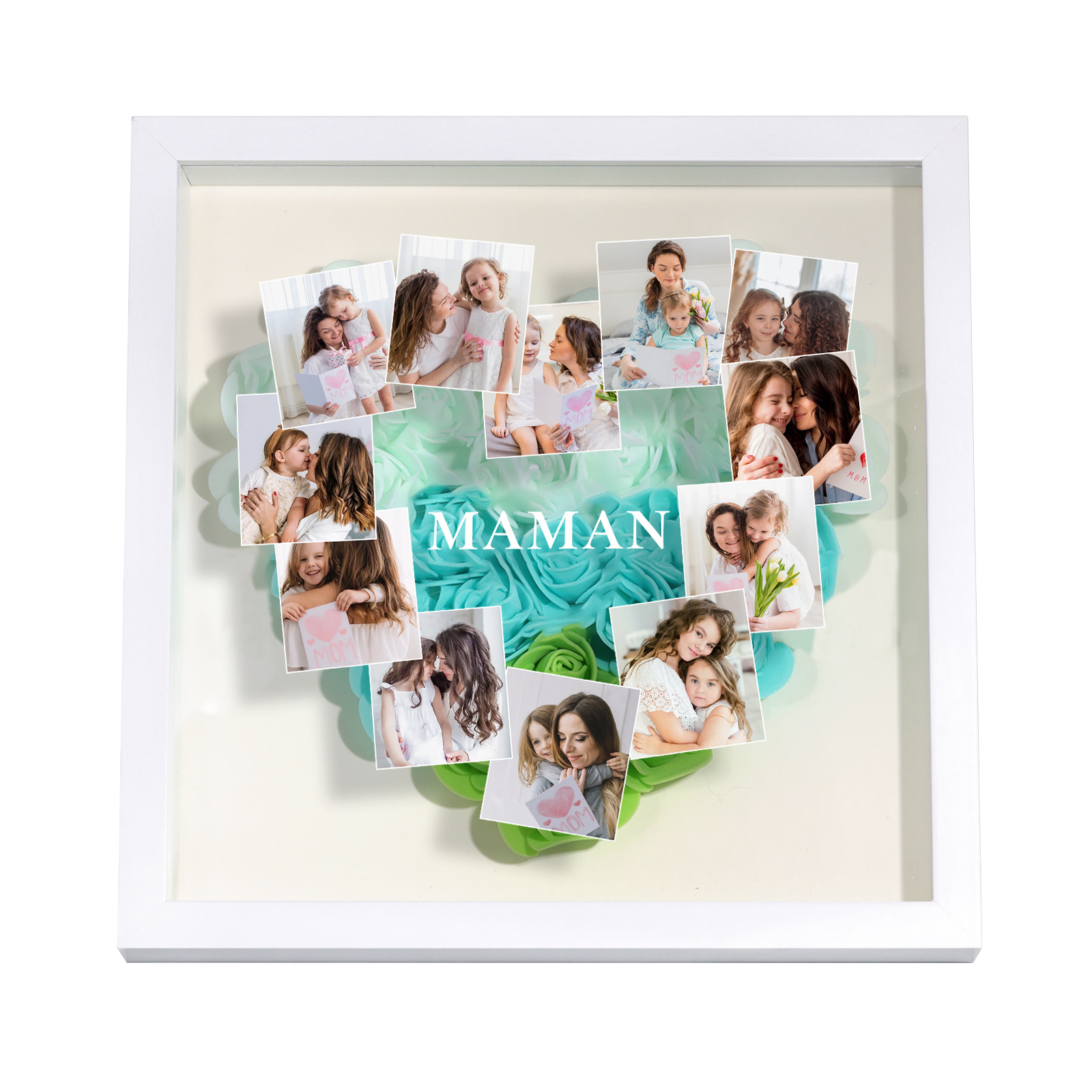 À ma Maman - Cadre Panneau de densité 12 Photos et 1 Texte Personnalisés Ornements Floral pour Famille
