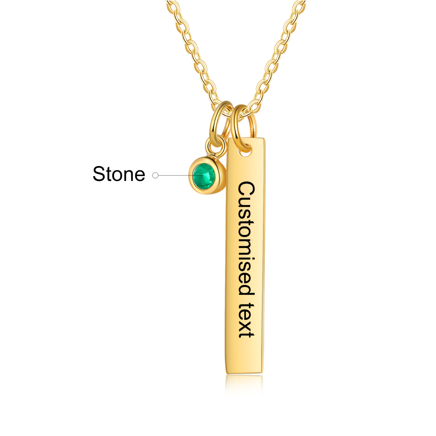 Collier Barre 1 Texte Personnalisé avec 1 Pierre de naissance Collier Femmes