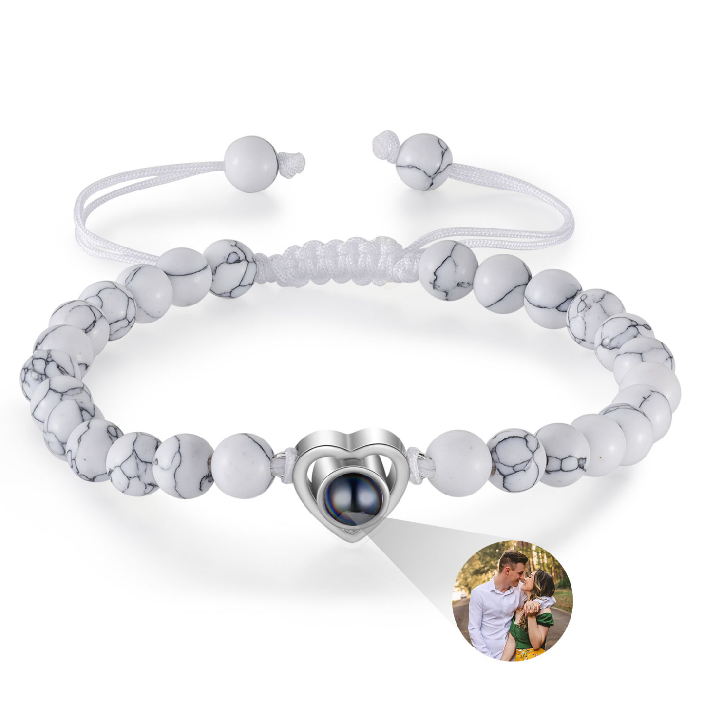 Bracelet Cœur en Perles Naturelles Bracelet Photo Projection｜Jessemade