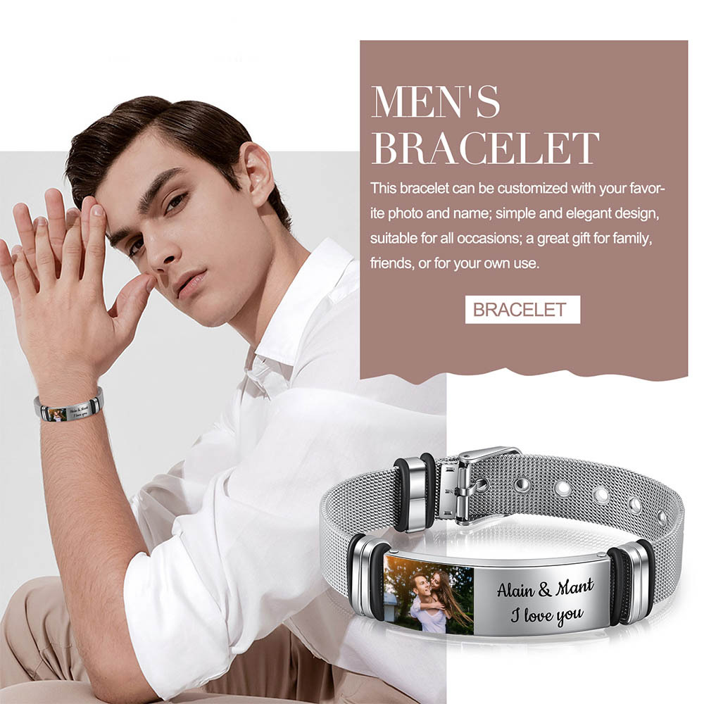 Bracelet 2 Prénoms Personnalisé texte avec photo