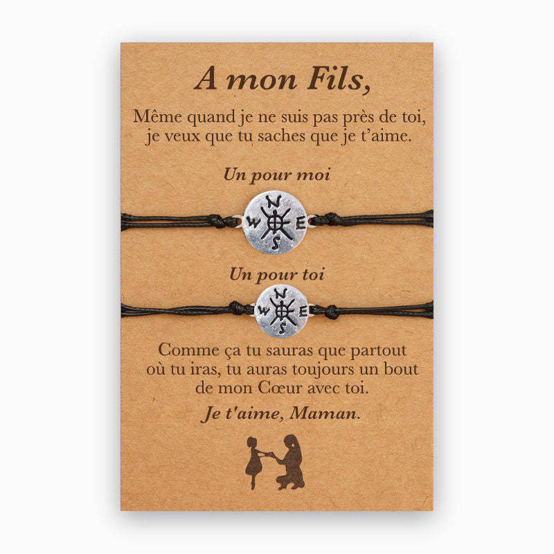 Jessemade FR À Mon Fils-Bracelets Boussole Cadeau Rentrée Scolaire