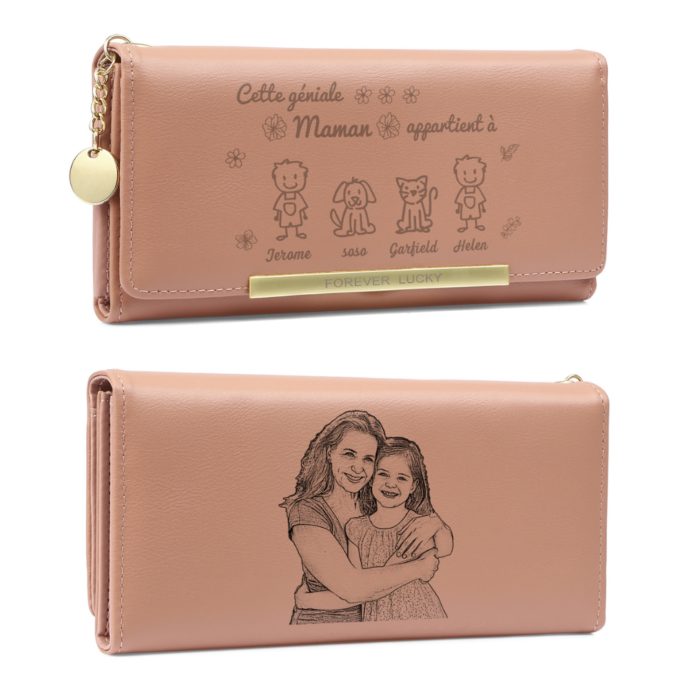 Portefeuille Femme Personnalisé – Cadeau Émotionnel Fête des Mères | Jessemade