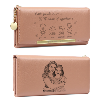 Portefeuille Femme Personnalisé – Cadeau Émotionnel Fête des Mères | Jessemade