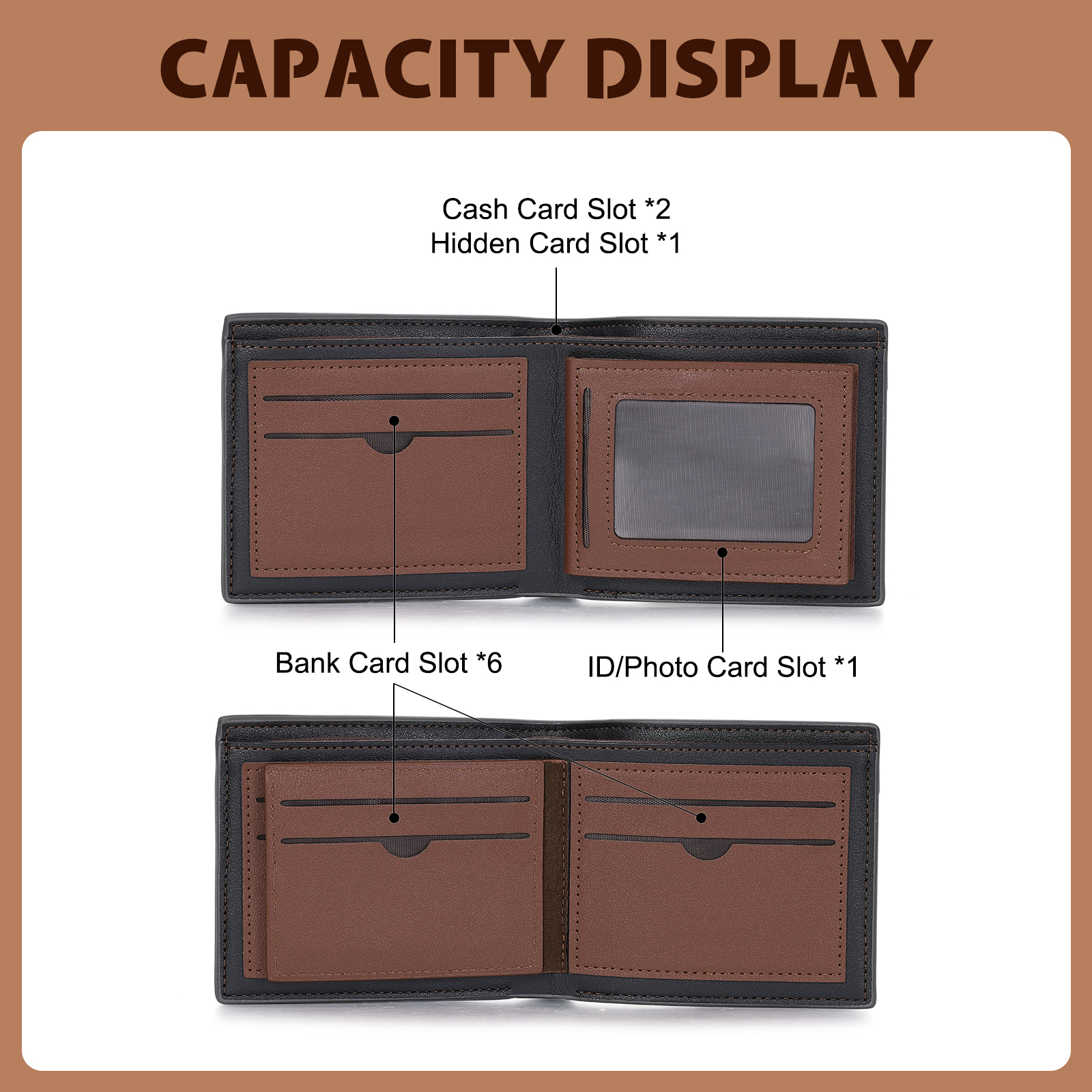 Portefeuille Homme Personnalisé en cuir, modèle bifold, avec photo, lettres et nom gravés