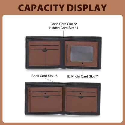 Portefeuille Homme Personnalisé en cuir, modèle bifold, avec photo, lettres et nom gravés