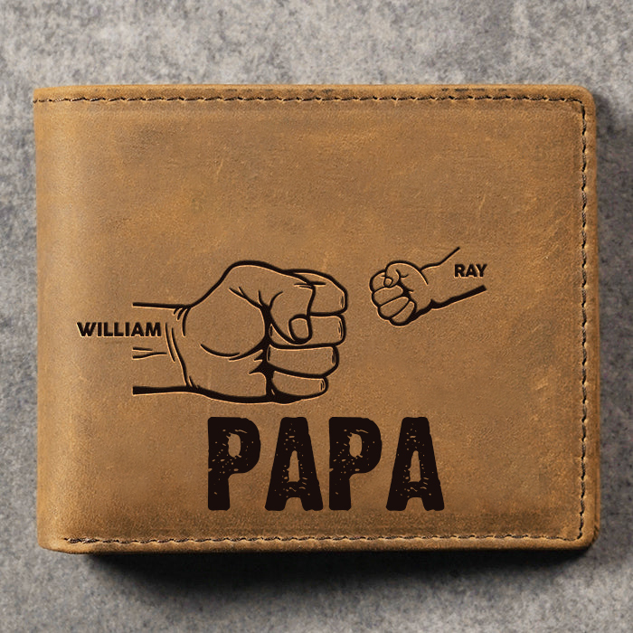 Jessemade FR À Papa-Portefeuille Poings 2 Prénoms Personnalisé Classique Homme Porte-Monnaie Carte