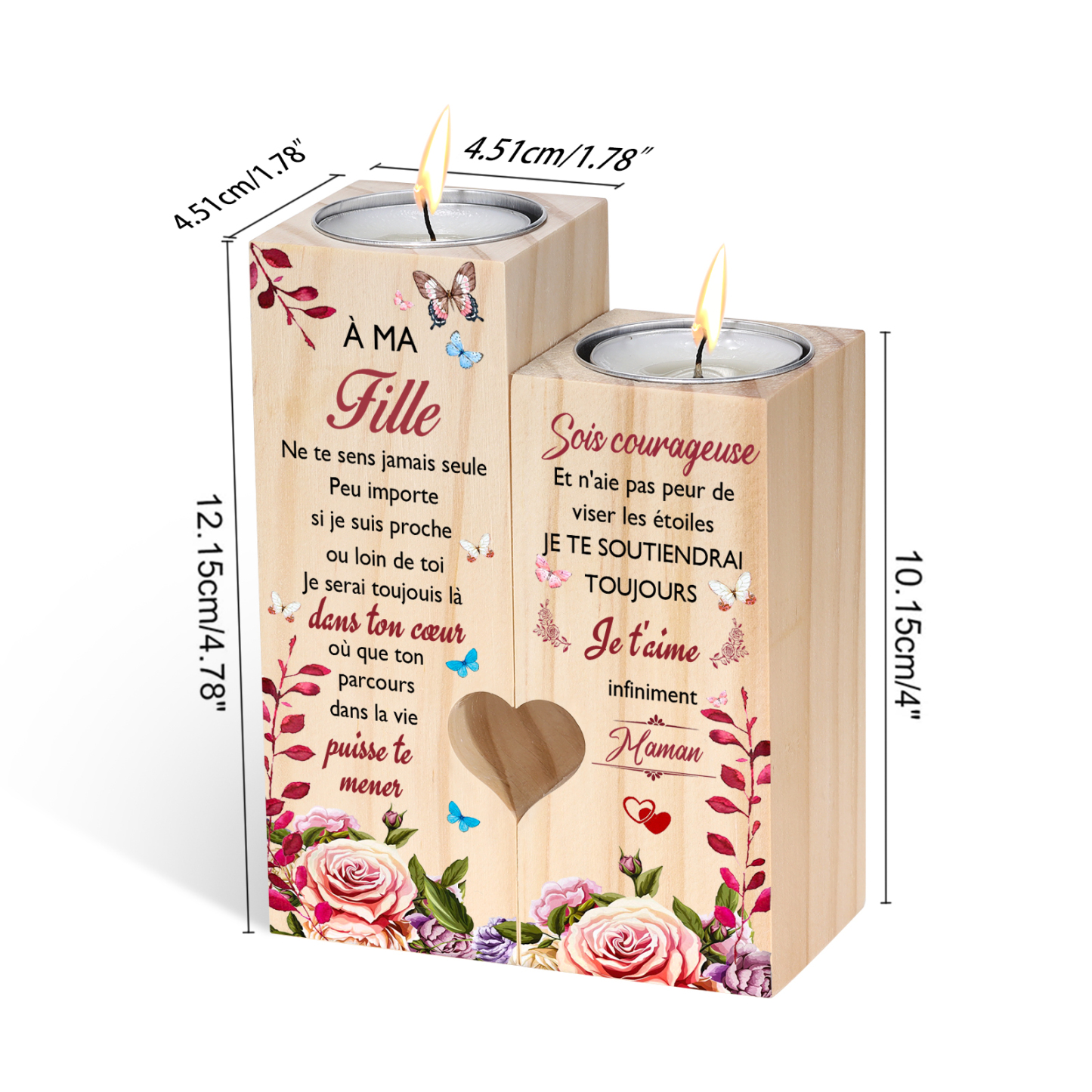 À ma Fille - Bougeoir en Bois sans bougie Cadeau de Maman pour Fille