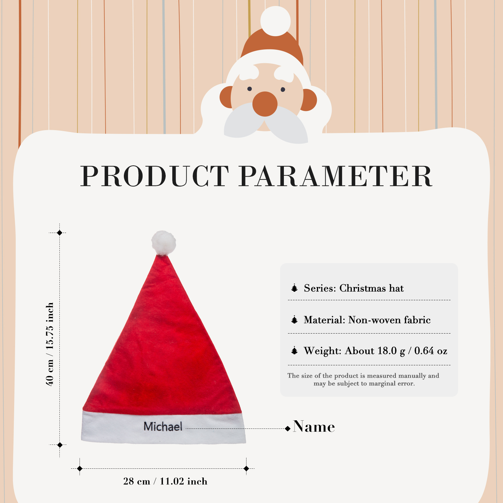 Chapeau de Noël 1 Prénom Personnalisé pour famille