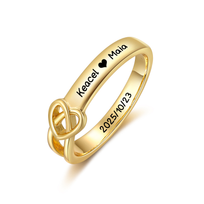 Bague cœur personnalisable avec prénom et date Cadeau romantique pour anniversaire ou Saint‑Valentin pour femme ou homme Jessemade