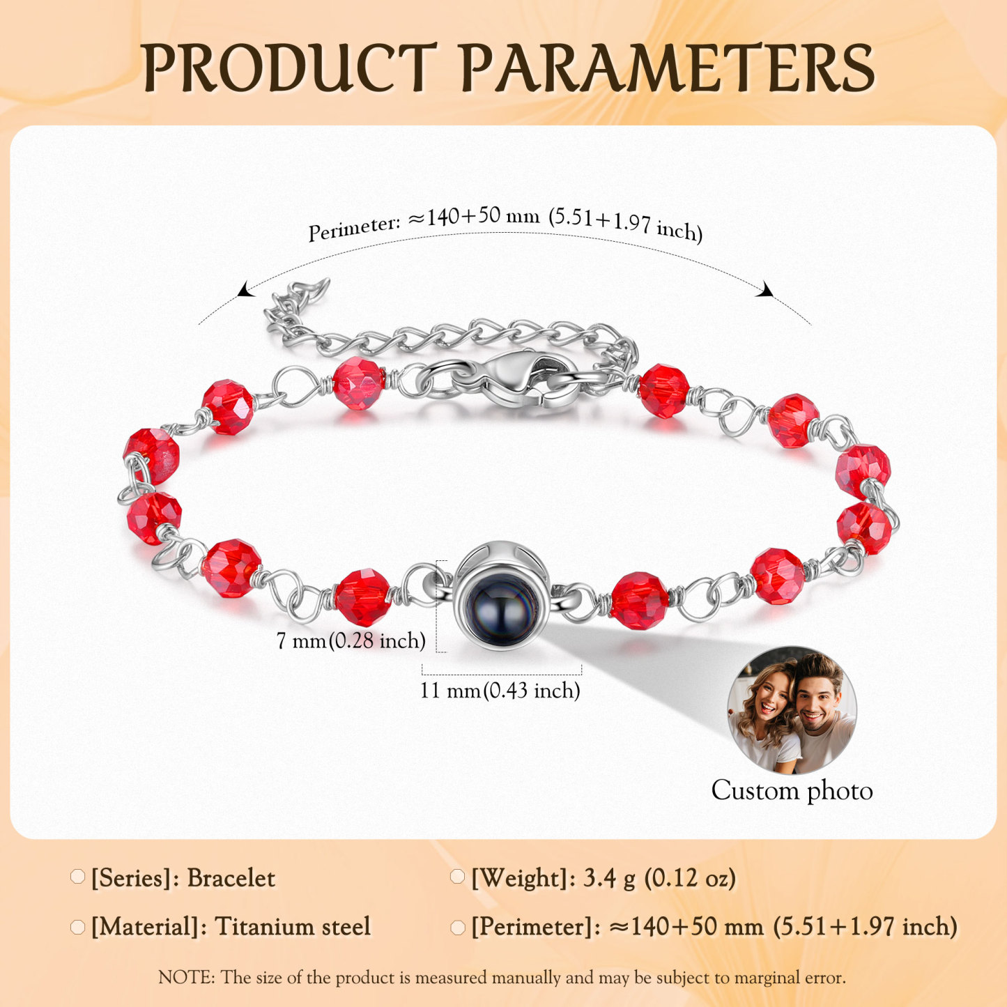Bracelet Perlé Personnalisé avec Photo Bracelet Photo Projection｜Jessemade