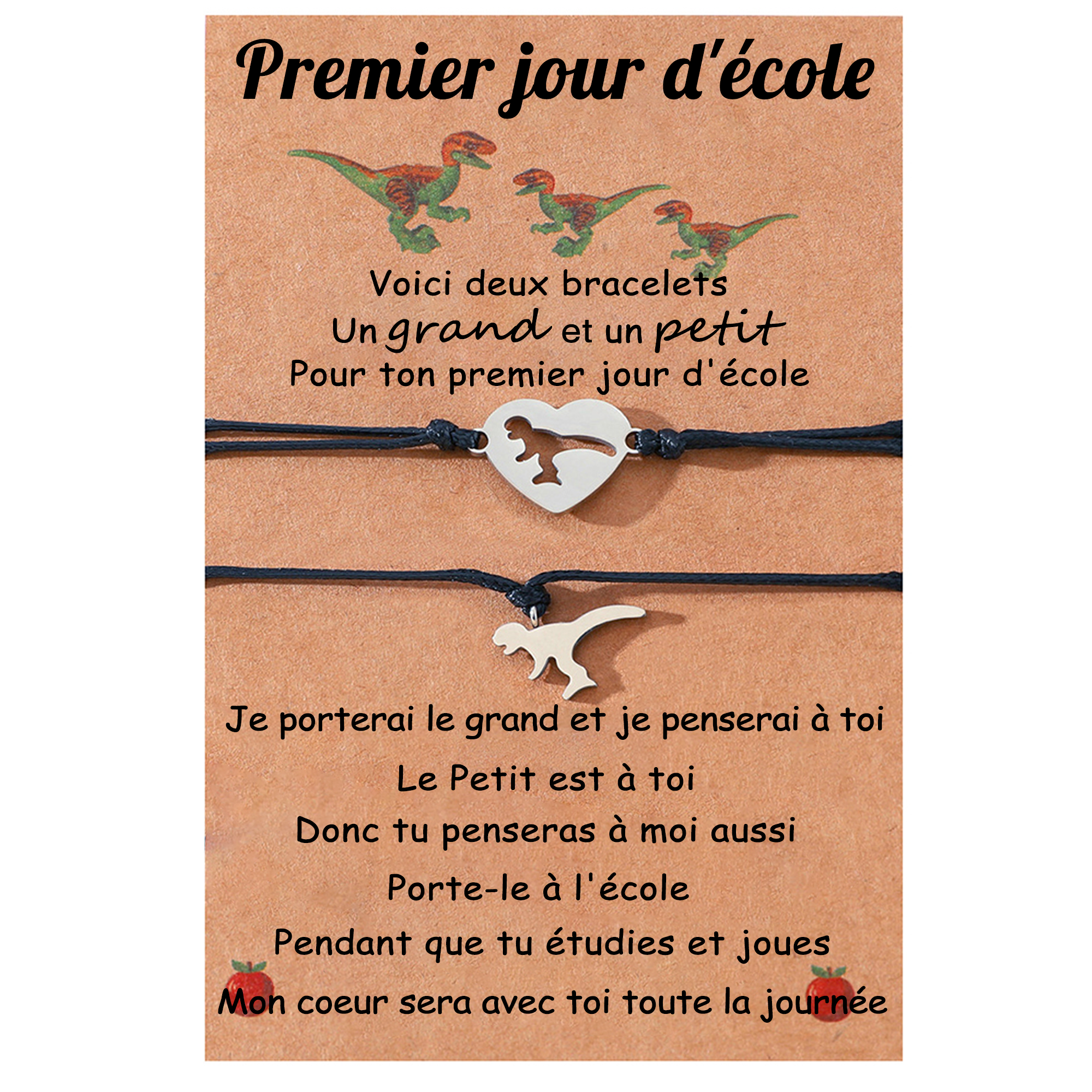 Jessemade FR 2PCS Ensemble de Bracelets Dinosaure - Cadeau Rentrée Scolaire Premier jour d’école