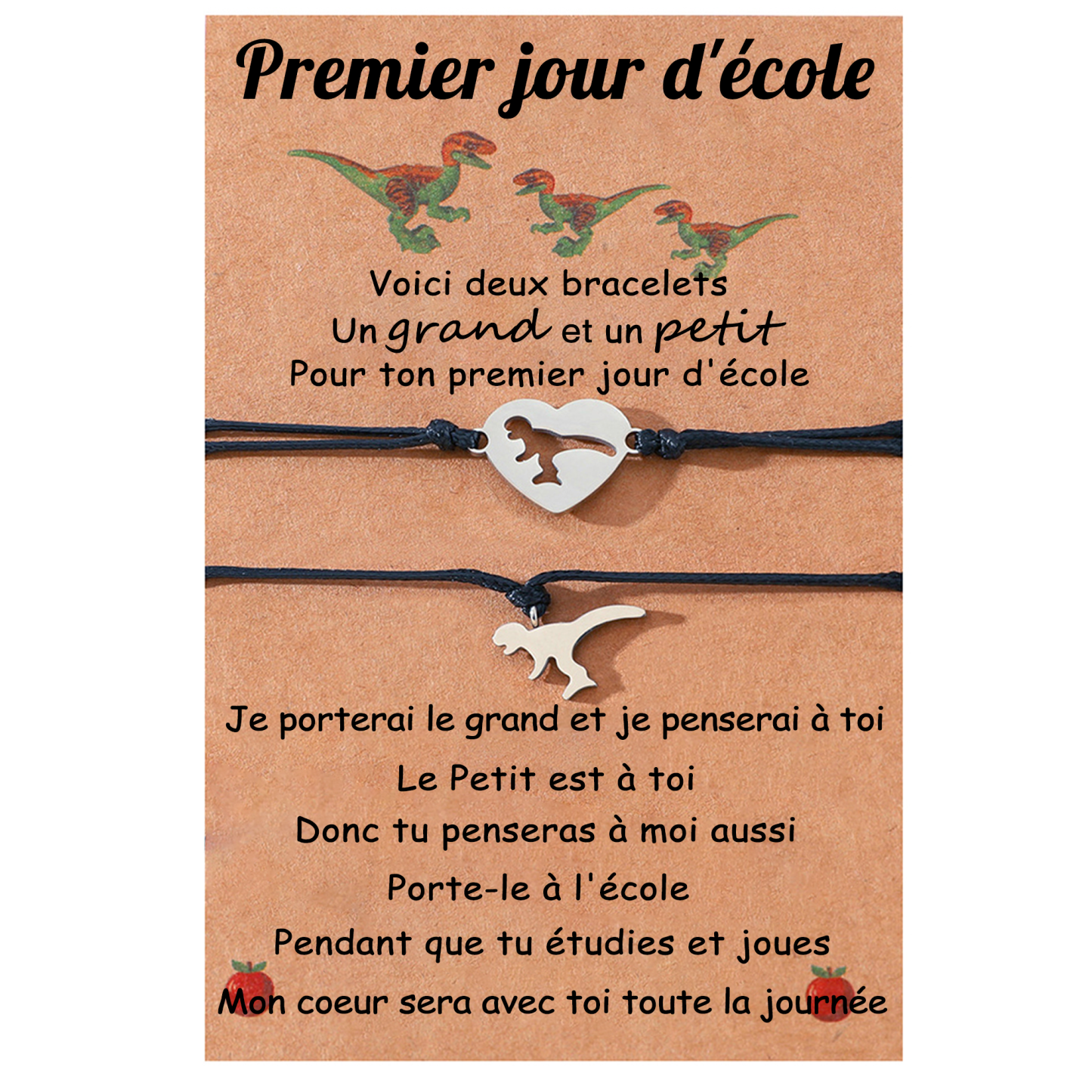 Jessemade FR 2PCS Ensemble de Bracelets Dinosaure - Cadeau Rentrée Scolaire Premier jour d’école