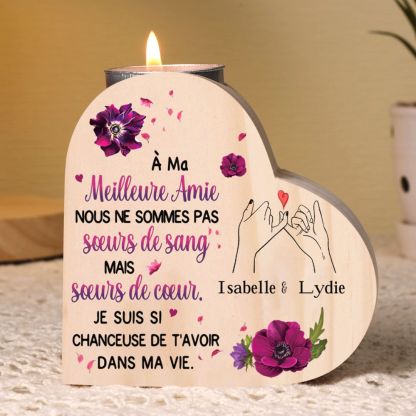 À Ma Meilleure Amie - Bougeoir en Bois sans bougie 2 Prénoms Personnalisés