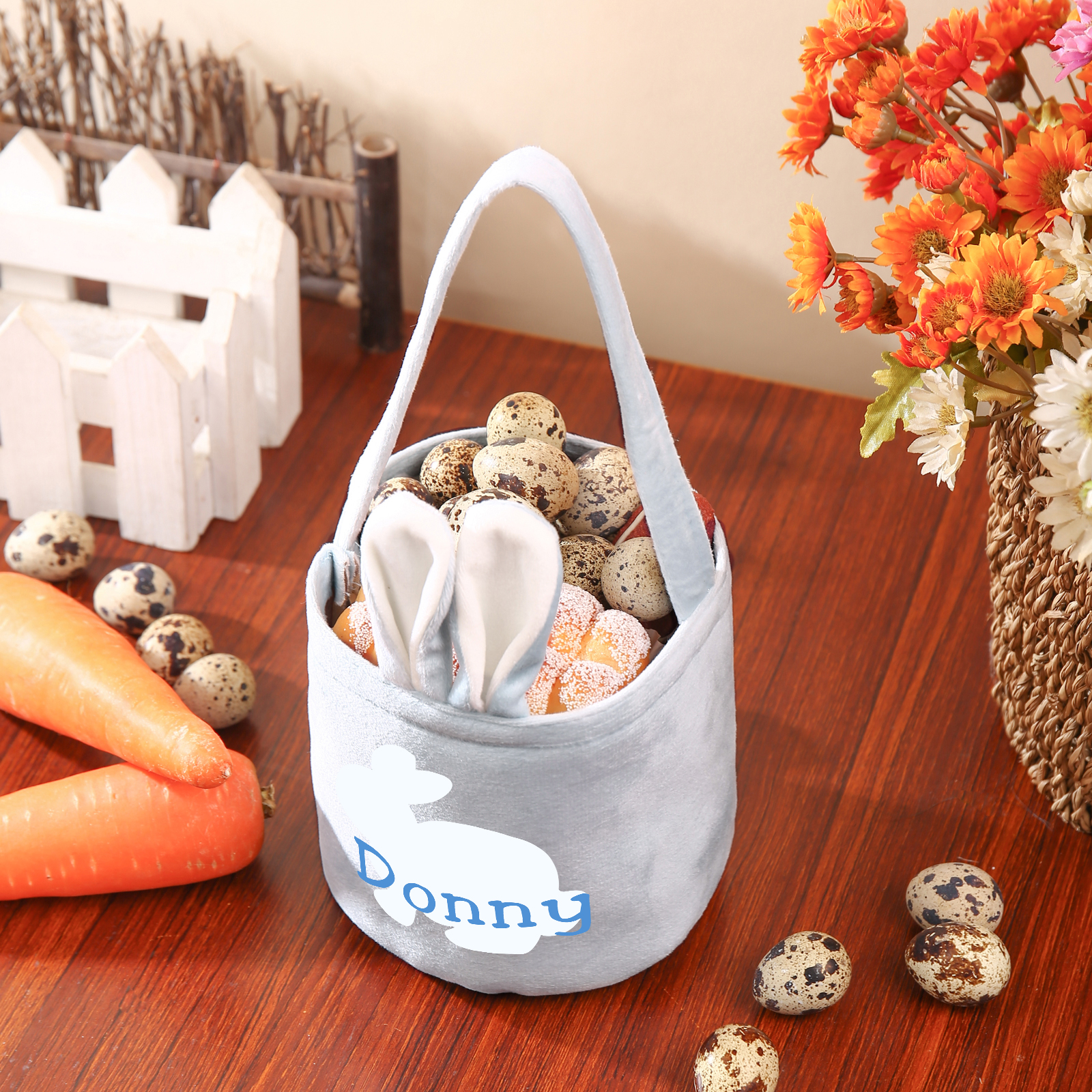 Sac de Pâques Lapin 1 Prénom Personnalisés Tote Bag Enfant