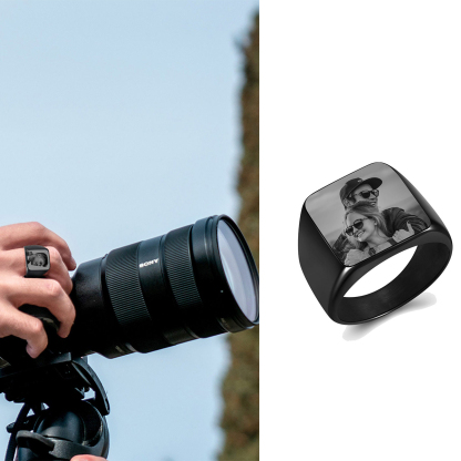 Bague chevalière Photo Personnalisée pour homme