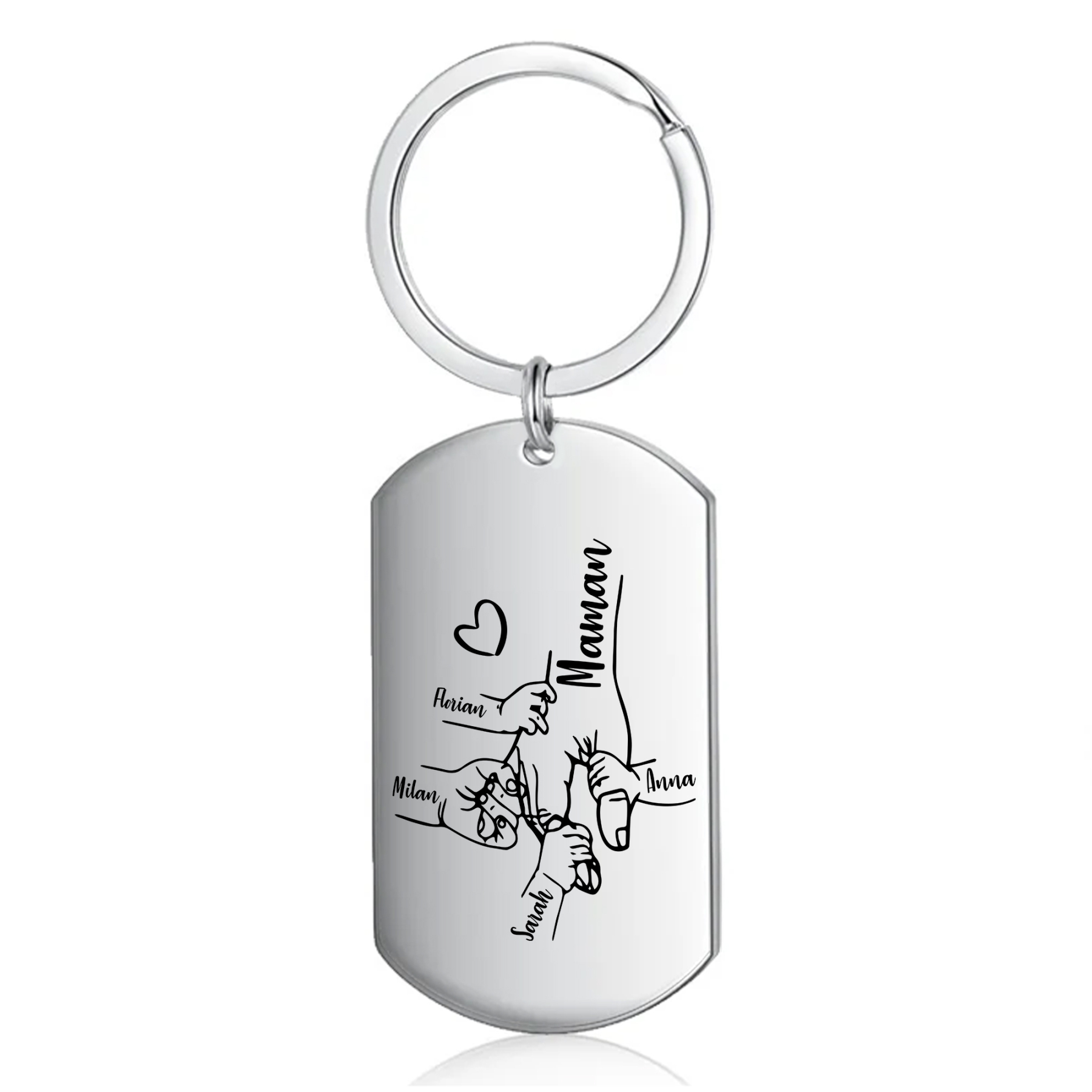 À ma Maman - Porte-Clés 1-4 Prénoms Personnalisés Porte-Clés la lain dans la main