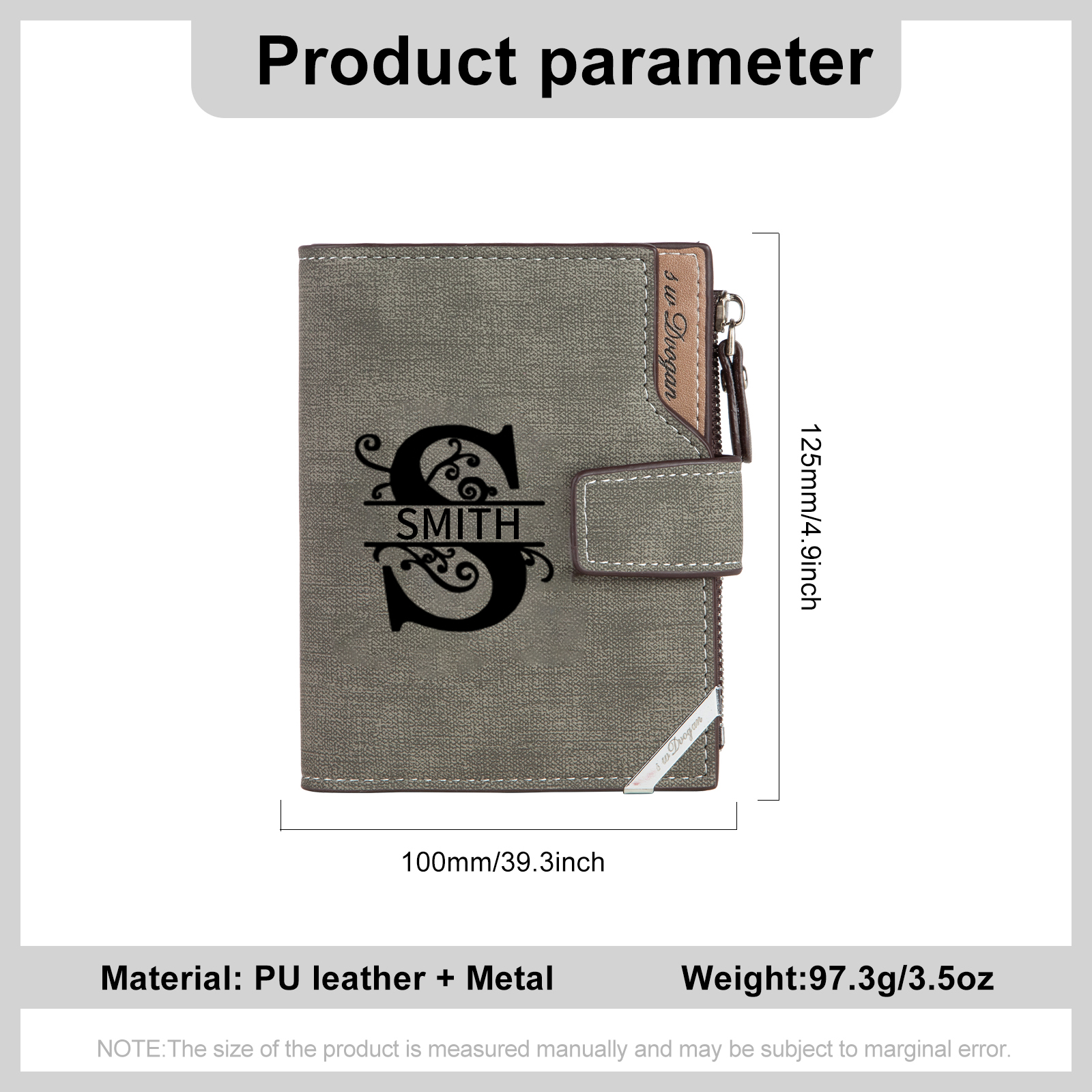 Portefeuille 1 Prénom Personnalisé avec Lettre et Photo Classique Homme Porte-Monnaie Carte | Jessemade